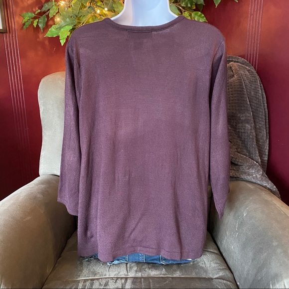 Cathy Daniels V Neck Purple Sweater - Picture 2 of 5